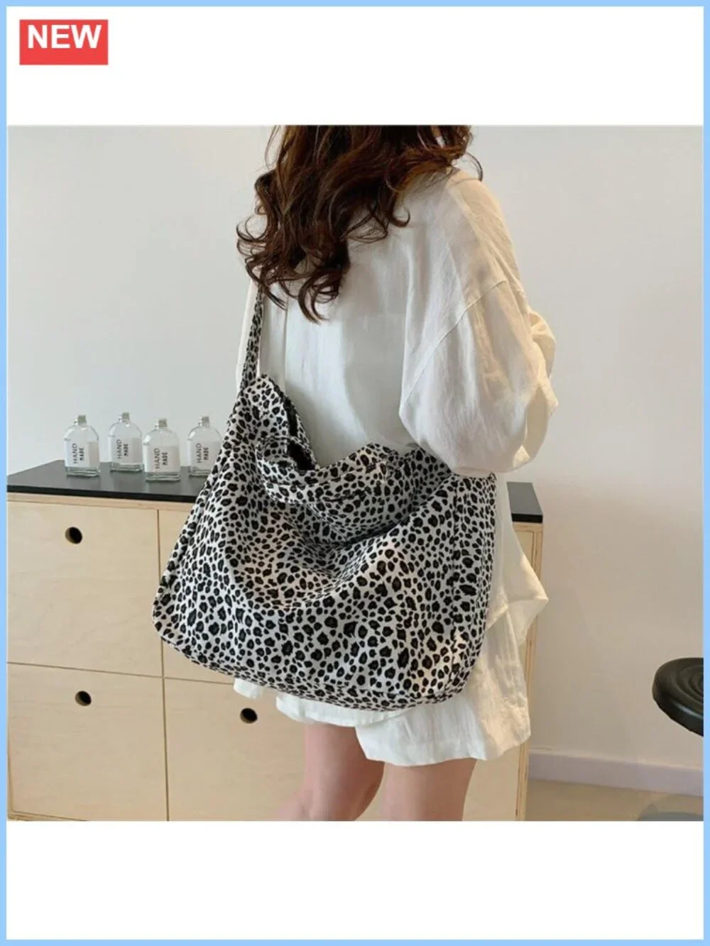 Leopard Print Hobo Bag Large Capacity Shoulder Tote with Adjustable Strap